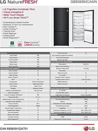 Combi E Tnf 185x70cm Nero Wifi