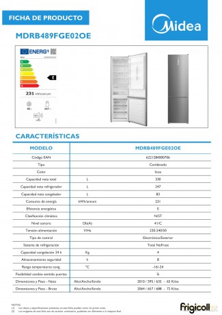Combi Tnf 330l(247+83l)E Inox