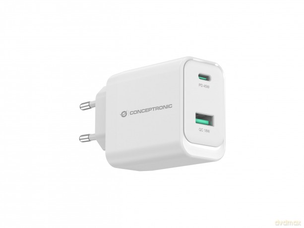 Conceptronic LadegeräT 2port 45w,1xusb-C,1xusb-A W
