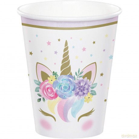 Creative Converting: 9cup 12/8ct Unicorn Baby Qs. Bicchiere Carta 266 Ml Unicorno Baby