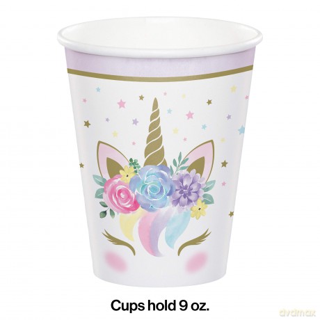 Creative Converting: 9cup 12/8ct Unicorn Baby Qs. Bicchiere Carta 266 Ml Unicorno Baby