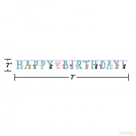 Creative Converting: Cats Happy Birthday - Purr-Fect Party Jointed Banner 210cm.