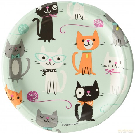 Creative Converting: Plt7 Ss 12/8ct Purr-Fect Party Qs