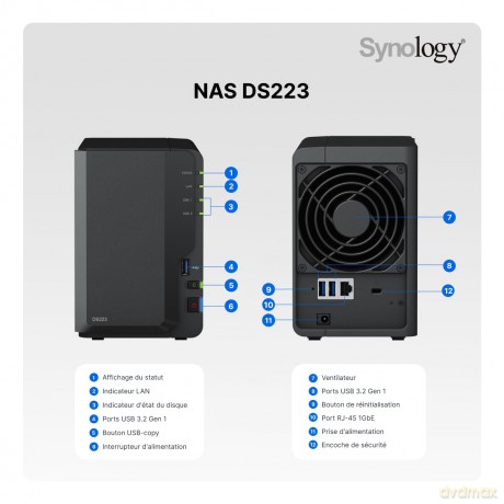 Synology Serwer NAS DS223 2x0HDD 2GB 4x1.7Ghz 1xGbE 3xUSB