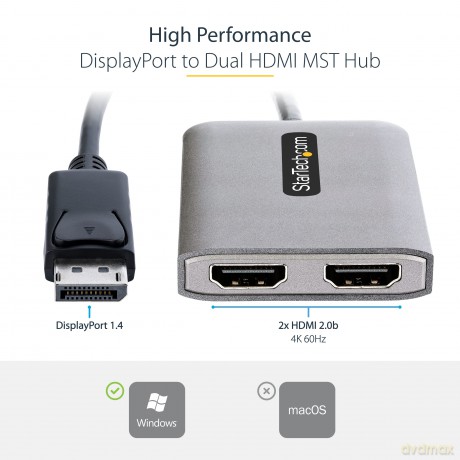 Dp To Dual Hdmi Mst Hub 4k 60hz Dp 14