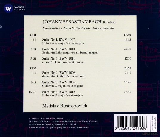 Mstislav Rostropovitsch: Bach (Cello Suites) [2CD]