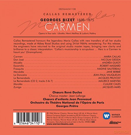 Maria Callas/Nicolai Gedda/Robert Massard/Paris Opera Orchestra/Georges Pretre: Bizet: Carmen (1964) [2CD]