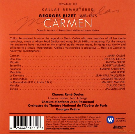Maria Callas/Nicolai Gedda/Robert Massard/Paris Opera Orchestra/Georges Pretre: Bizet: Carmen (1964) [2CD]