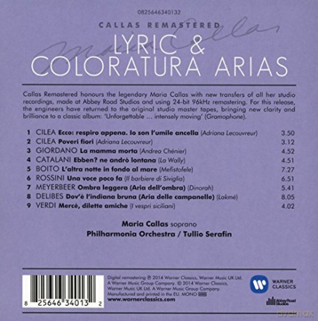 Maria Callas/ Philharmonia Orchestra/Tullio Serafin: Lyric And Coloratura Arias (1954) [CD]
