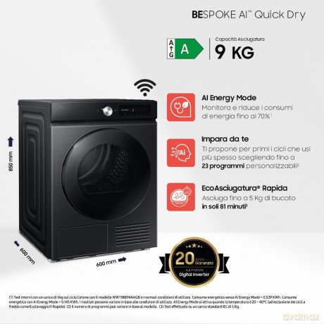 Dryer Bespoke Ai 9kg A+++ Black