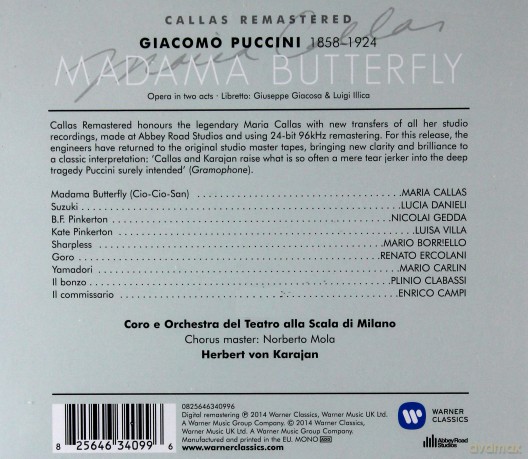 Maria Callas/Nicolai Gedda/Lucia Danielli/Chorus & Orchestra Of La Scala Milan/Herbert Von Karajan: Puccini: Madama Butterfly (1955) [2CD]