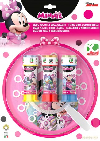 Dulcop Bolle Di Sapone - Minnie - Disco Volante Bolle Giganti - Piatto + Soffiatore Multiplo + 3 Flaco