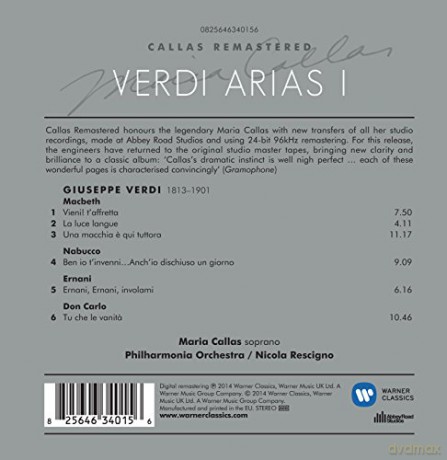 Maria Callas/Philharmonia Orchestra/Nicola Rescigno: Verdi: Arias I (1958) [CD]