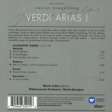 Maria Callas/Philharmonia Orchestra/Nicola Rescigno: Verdi: Arias I (1958) [CD]