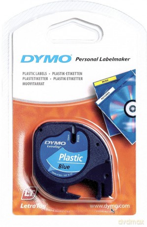 Dymo Letratag Etichette In Plastica, Rotolo Da 12 Mm X 4 M, Stampa Nera Su Blu, S0721650
