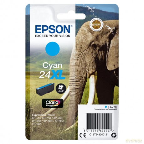 Epson 24xl Serie Elefante Cartuccia Getto D'Inchiostro, Ciano Chiaro