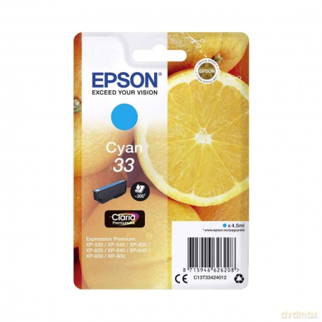 Epson 33 Serie Arancia Cartuccia Originale Getto D'Inchiostro, Ciano