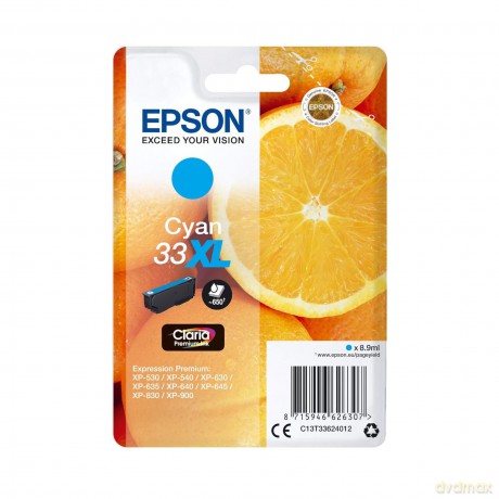 Epson 33 X-Large Claria Oranges Ink Cartridge - Cyan