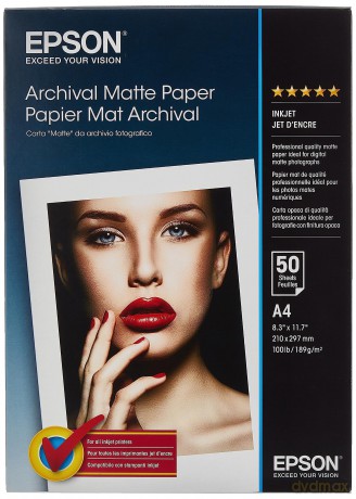 Epson Archival Matte Paper, A4, 210 X 297mm, 189 G/M2, 50 Sheets