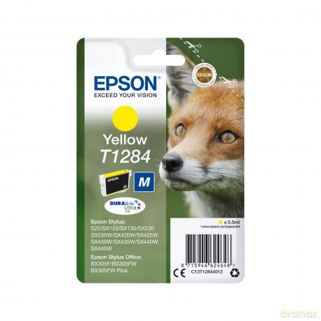 Epson C13t12844012 Cartuccia Inkjet Ink Pigmentato, Blister Rs Volpe-M T1284, Giallo, Imballaggio Standard