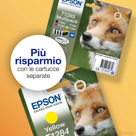 Epson C13t12844012 Cartuccia Inkjet Ink Pigmentato, Blister Rs Volpe-M T1284, Giallo, Imballaggio Standard