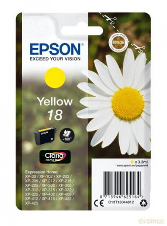 Epson Original Tinte 18, T18044012 C13t18044012 - Premium Drucker-Patrone - Gelb - 180 Seiten