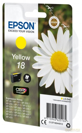 Epson Original Tinte 18, T18044012 C13t18044012 - Premium Drucker-Patrone - Gelb - 180 Seiten