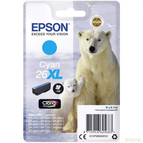 Epson Polar Bear 26 Ink Cartridge - Xl High Capacity, Cyan