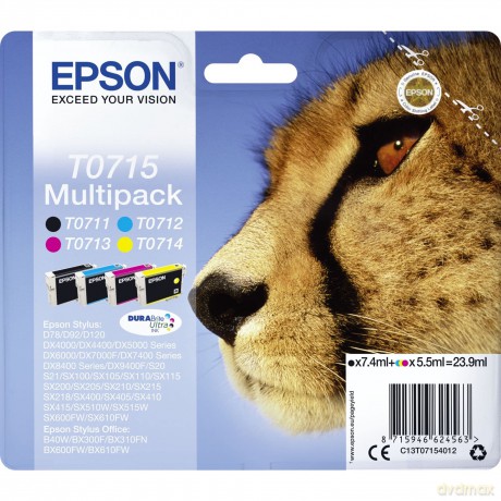 Epson T0715 Ink Cartridge Blk And Tri-Colour Standard Capaci, C13t07154012