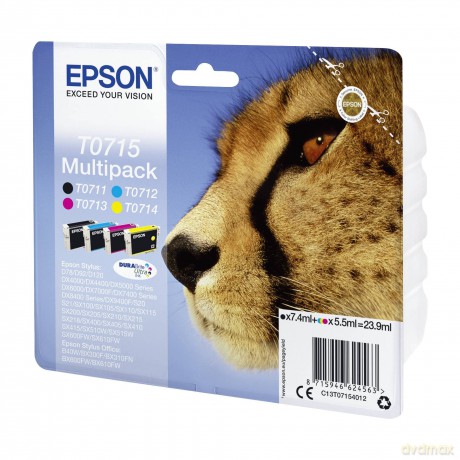 Epson T0715 Ink Cartridge Blk And Tri-Colour Standard Capaci, C13t07154012