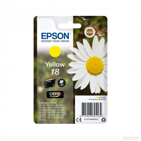 Epson Xp30/ 202/ 302/ 405 6.6 Ml Ink Cartridge - Xl High Capacity, Yellow
