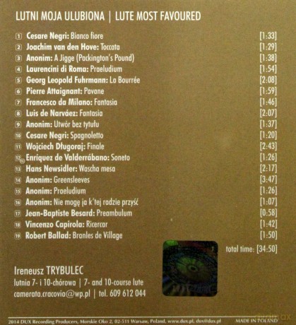 Ireneusz Trybulec: Lutni Moja Ulubiona [CD]