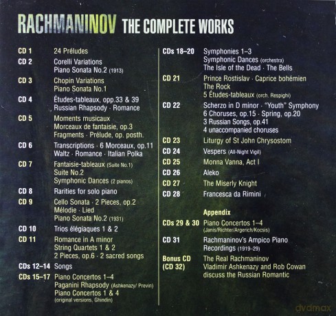 Rachmaninov: The Complete Works (Limited Edition) [BOX] [32CD]