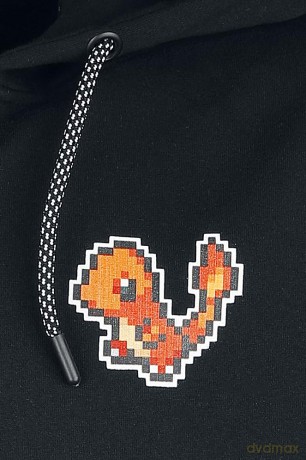 Felpa con Cappuccio Pokemon Charmander Pixel Uomo XL