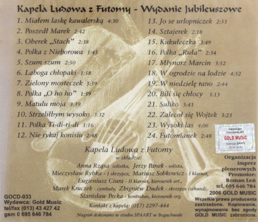 Kapela Ludowa z Futomy: Nuty z Podkarpacia (Wydanie Jubileuszowe) [CD]