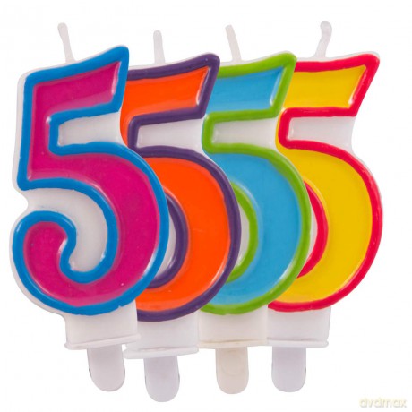 Folat: Candle Fresh Colours 5. Candela Fresh 4 Colori Assortiti Numero 5