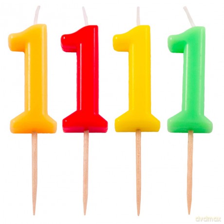 Folat: Candle Neon 1. Candela 4 Colori Neon Assortiti Numero 1