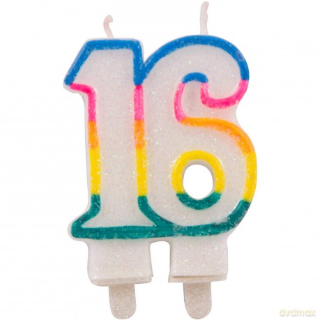 Folat: Glitter Candle 16. Candela Glitterata Nr. 16 7 Cm