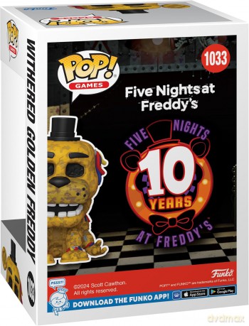 FUNKO POP FNAF 10th Withered Golden Freddy 1033