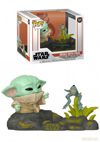 FUNKO POPS Deluxe Star Wars The Mandalorian Grogu w/Frog 721