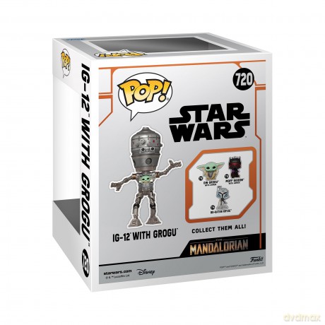 FUNKO POPS Deluxe Star Wars The Mandalorian IG12 w/Grogu 720