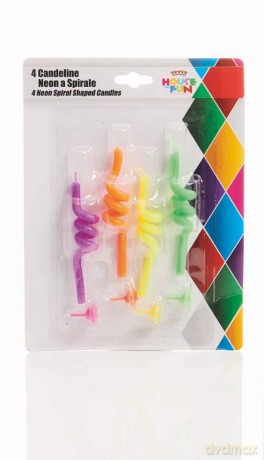 Giocoplast Blister 4 Candeline Neon A Spirale Merchandising Ufficiale