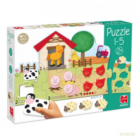 Goula D53438 Puzzle With 15 Wooden Animal Shapes