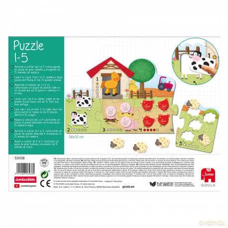 Goula D53438 Puzzle With 15 Wooden Animal Shapes