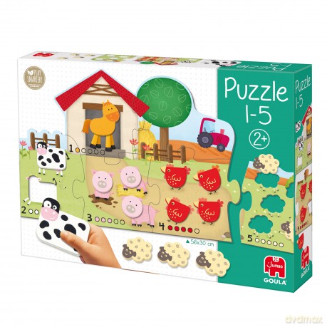 Goula D53438 Puzzle With 15 Wooden Animal Shapes
