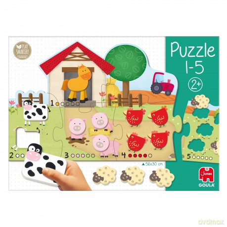 Goula D53438 Puzzle With 15 Wooden Animal Shapes