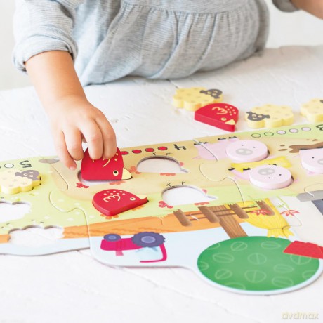 Goula D53438 Puzzle With 15 Wooden Animal Shapes