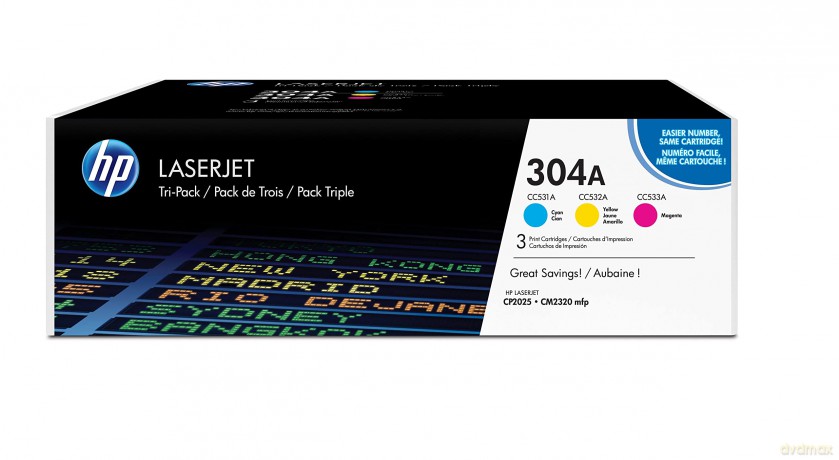 Hp 304a 3-Pack Cyan/Magenta/Yellow Original Laserjet Toner Cartridges