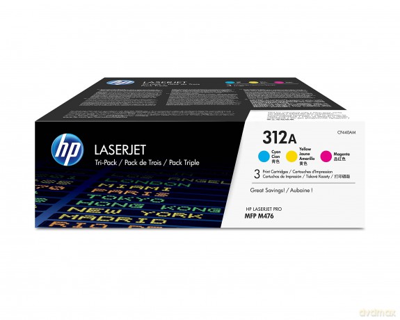 Hp 312a 3-Pack Cyan/Magenta/Yellow Original Laserjet Toner Cartridges