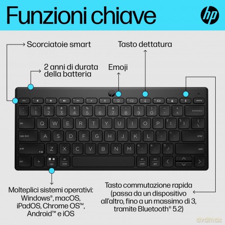 Hp 350 Blk Compact Bluetooth Keyb